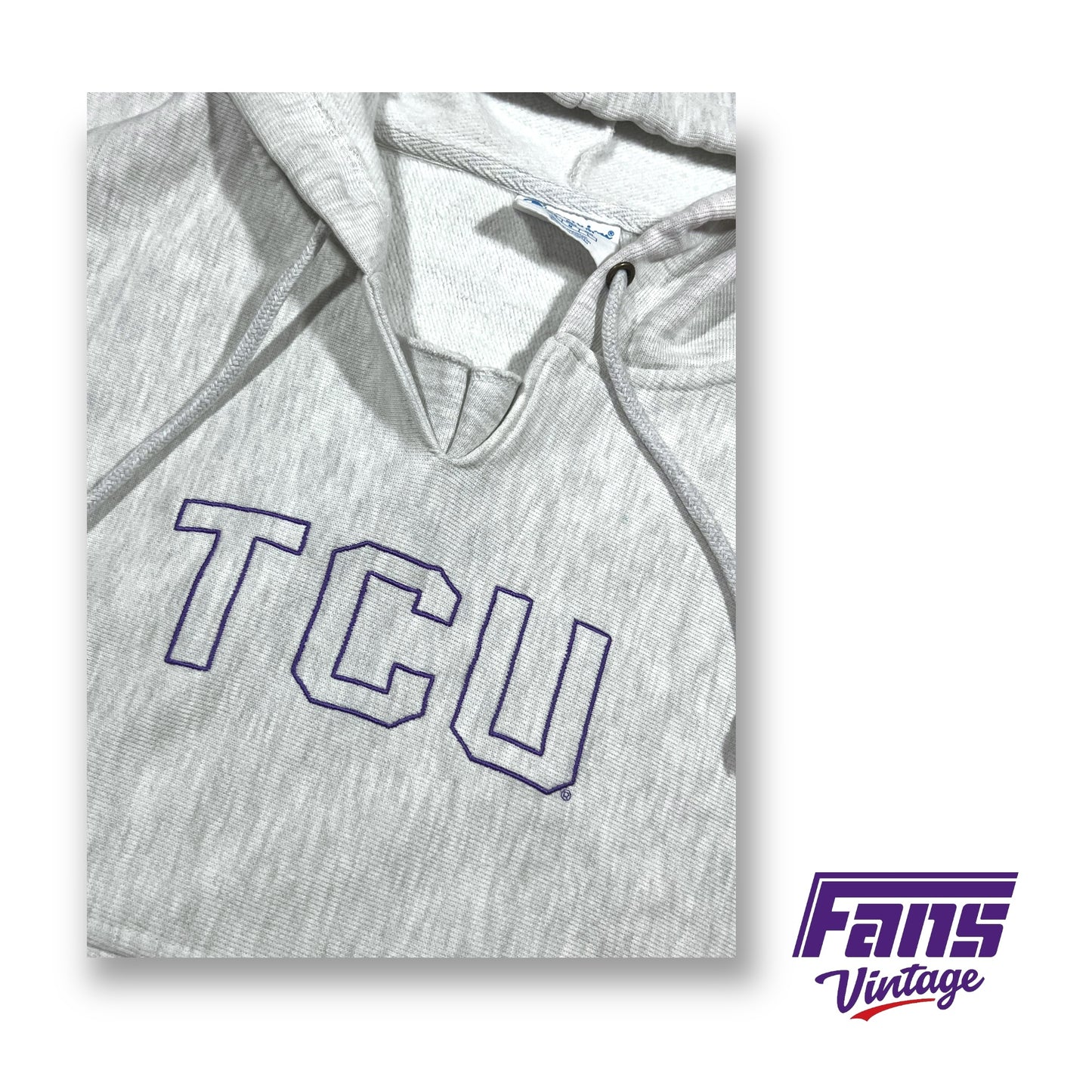 Cute! Cropped Vintage Throwback TCU Reverse Weave Hoodie Sweater with drawstring waist - ultra soft!