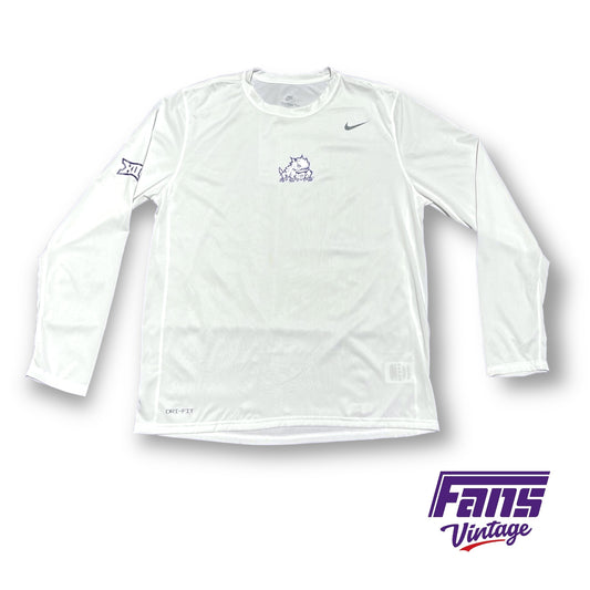 2023 TCU Team Issue Nike Drifit Long Sleeve Training Shirt - white with mini logos - Premium New Feather Light Moisturewicking Material!