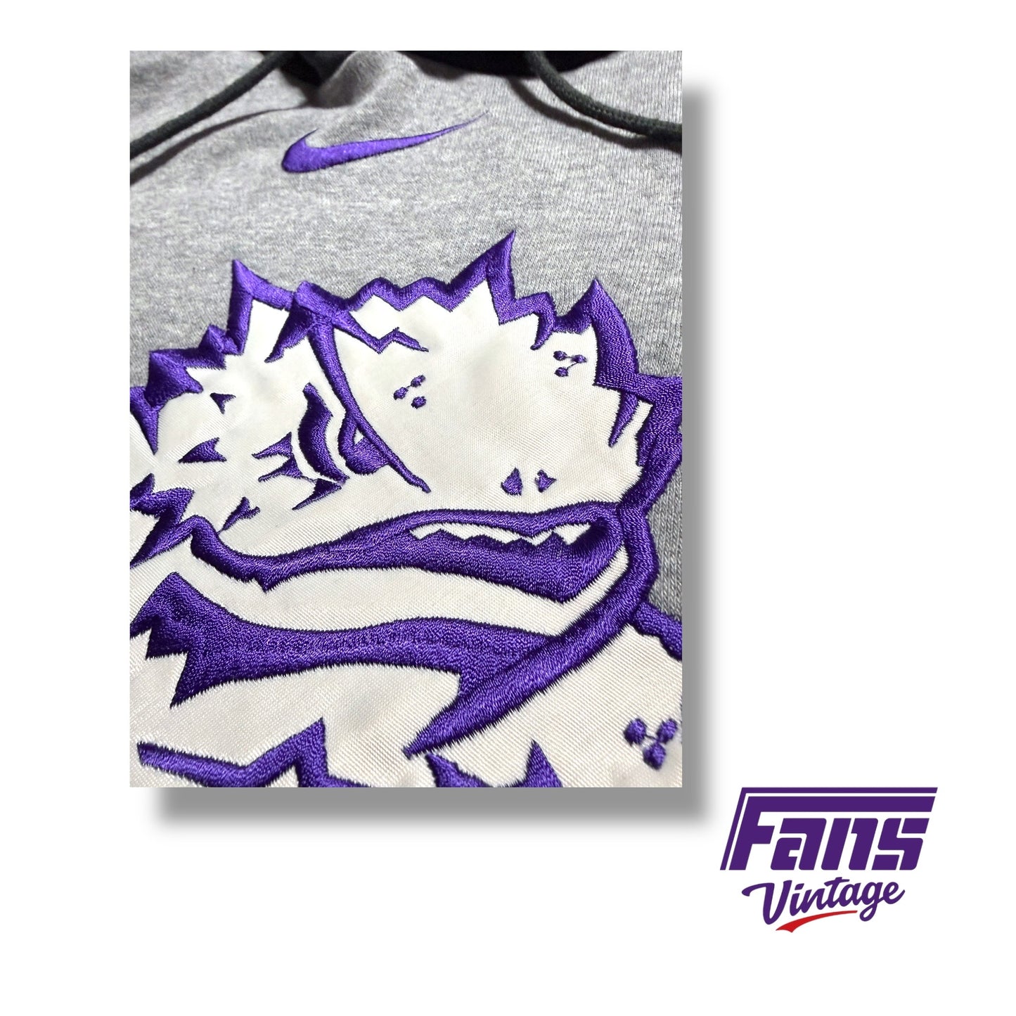 Vintage TCU Hoodie - Y2K Era Center Swoosh with Large Frog Logo Patch - Insane Details!