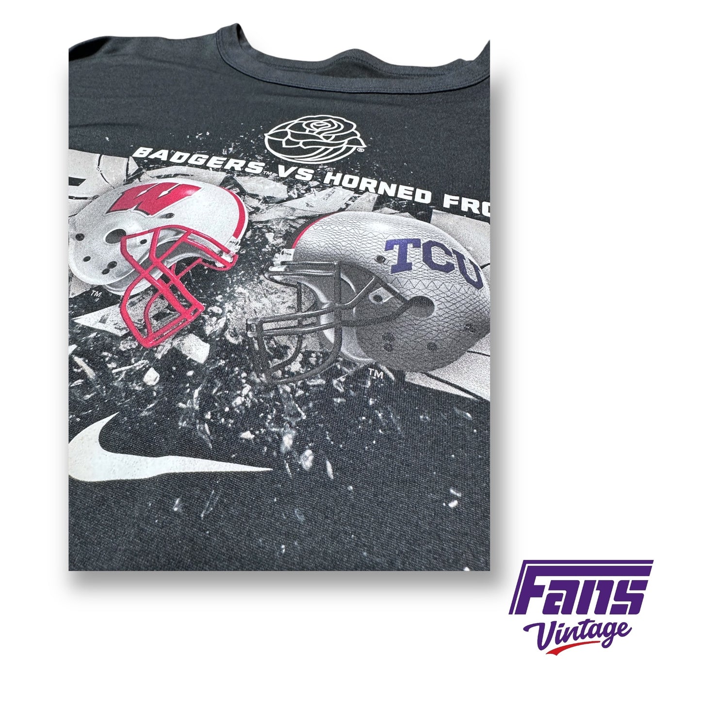 Sick! Vintage TCU Rose Bowl "Helmet Face Off" Nike Drifit Long Sleeve!