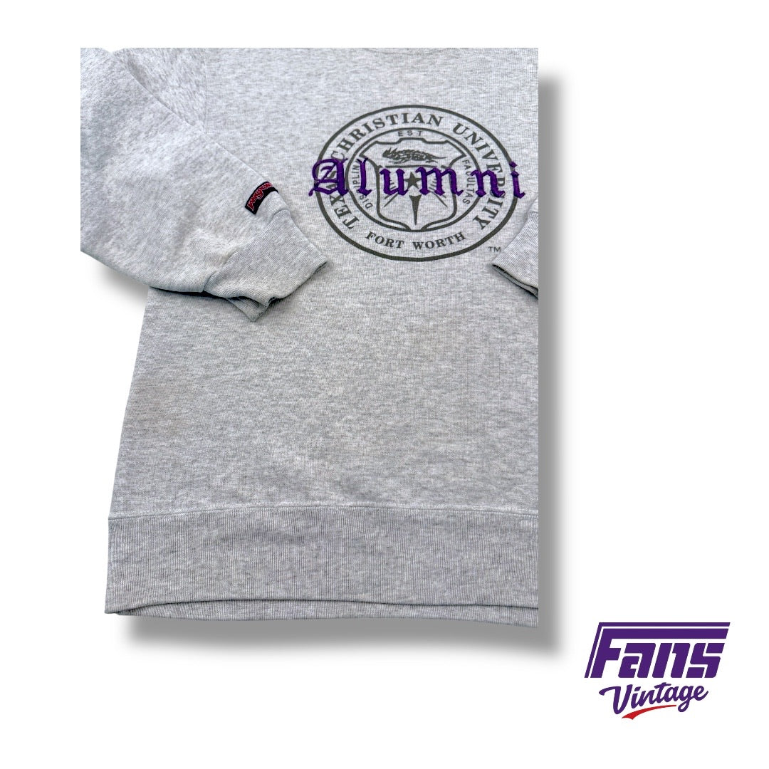 TCU 90s Vintage Alumni Crewneck Sweatshirt- RARE School Seal Logo