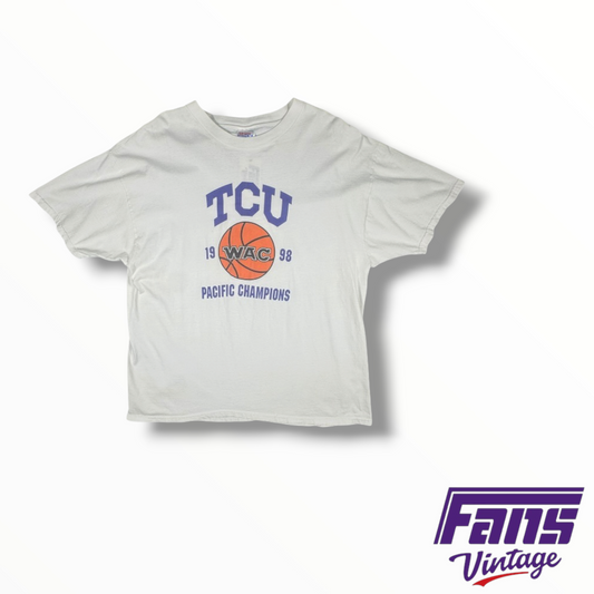 Rare Vintage TCU Double Sided 1998 WAC Basketball Champions Tee