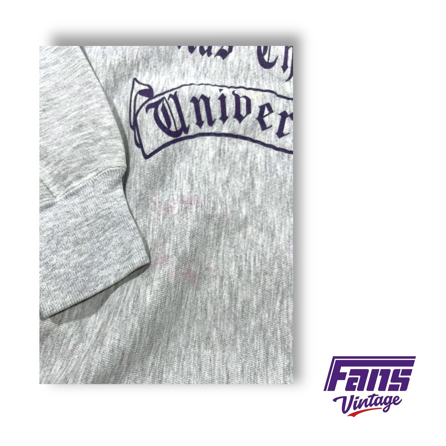 RARE Early 90s Vintage TCU Reverse Weave Crewneck Sweatshirt - Heavily Distressed