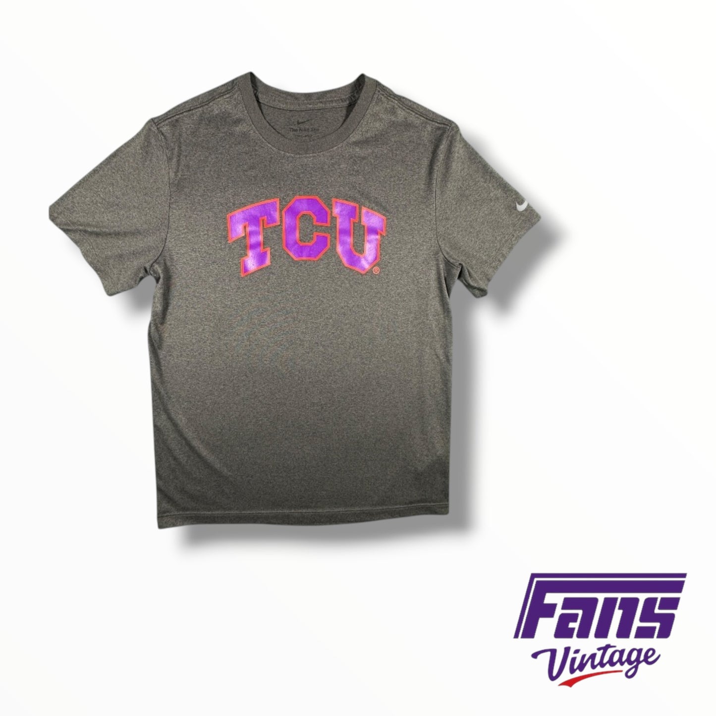 TCU Nike Team Issued Anthracite Gray ‘Spit Blood’ Logo Tee