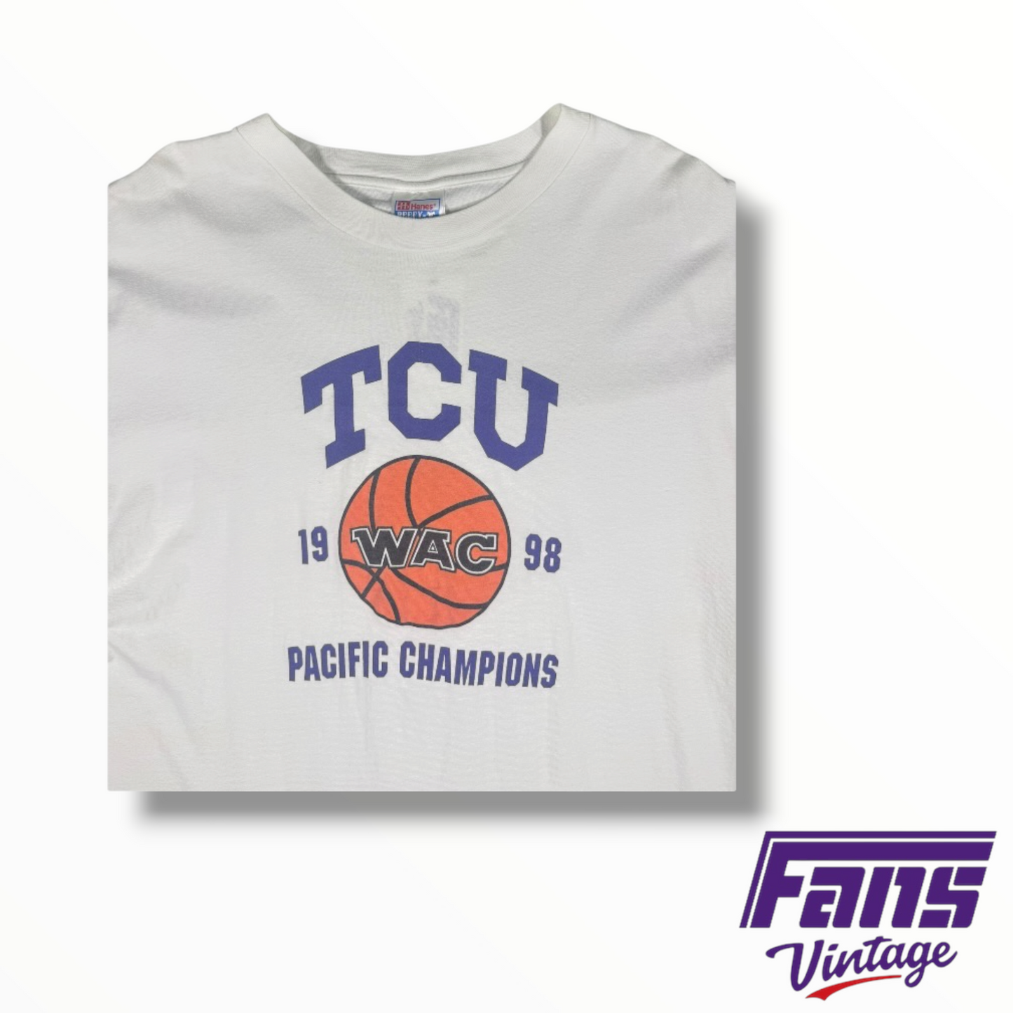 Rare Vintage TCU Double Sided 1998 WAC Basketball Champions Tee