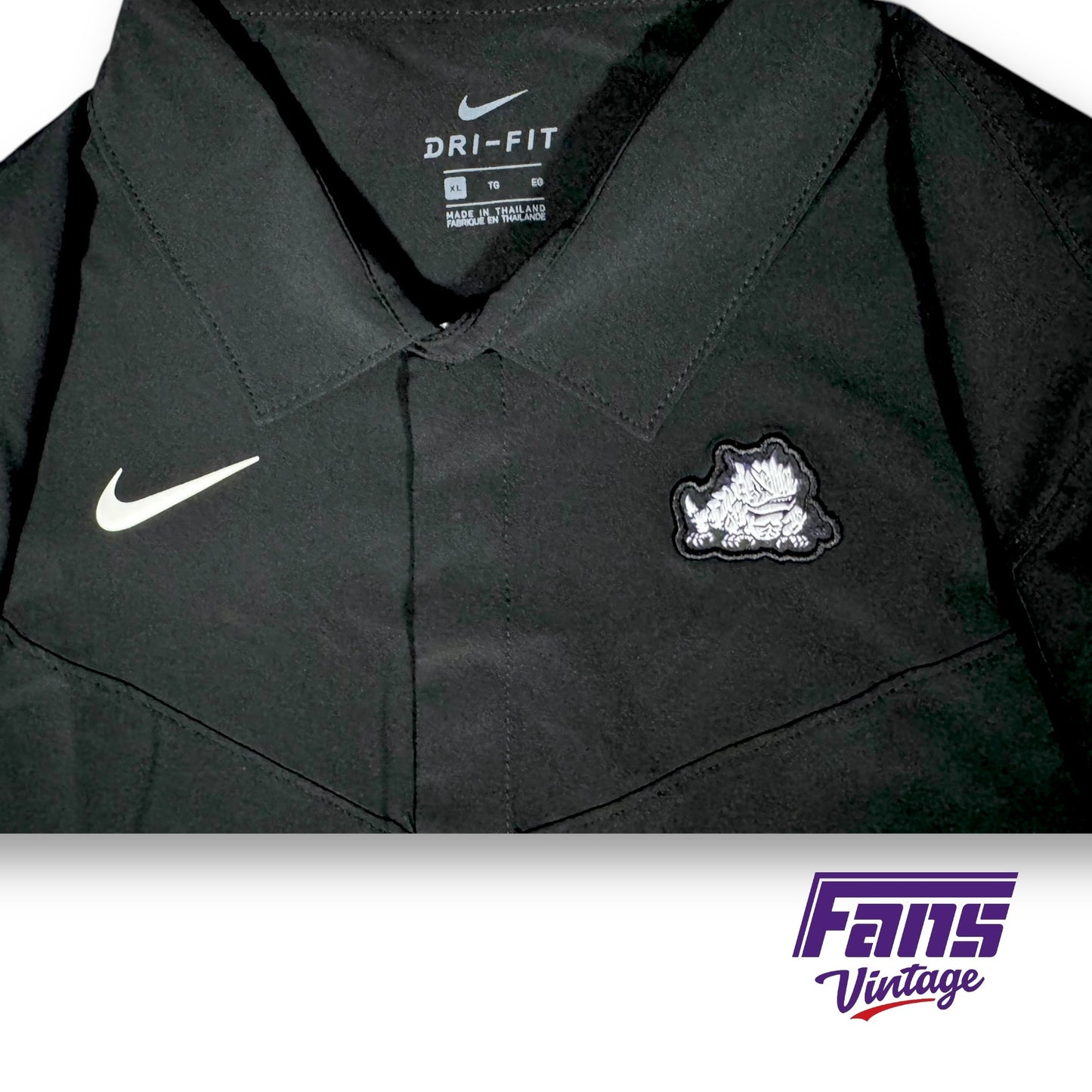 TCU Basketball Coach Issue "Coaches vs. Cancer" Nike Blackout Matte Feel Polo