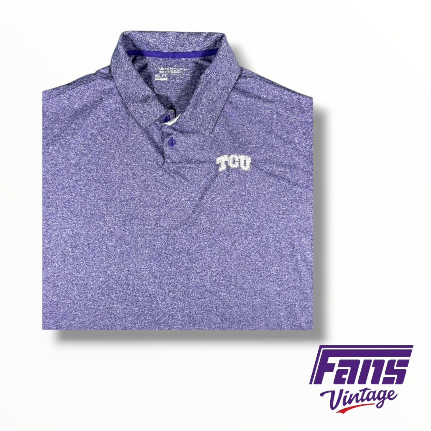 Team-Issued Nike TCU BIG 12 Purple Golf Collared Shirt