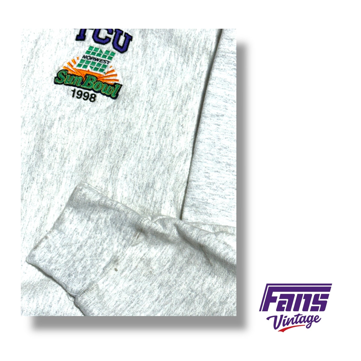 Vintage TCU Football Team Issued 1998 Sun Bowl Reverse Weave Heavyweight Crewneck Sweater