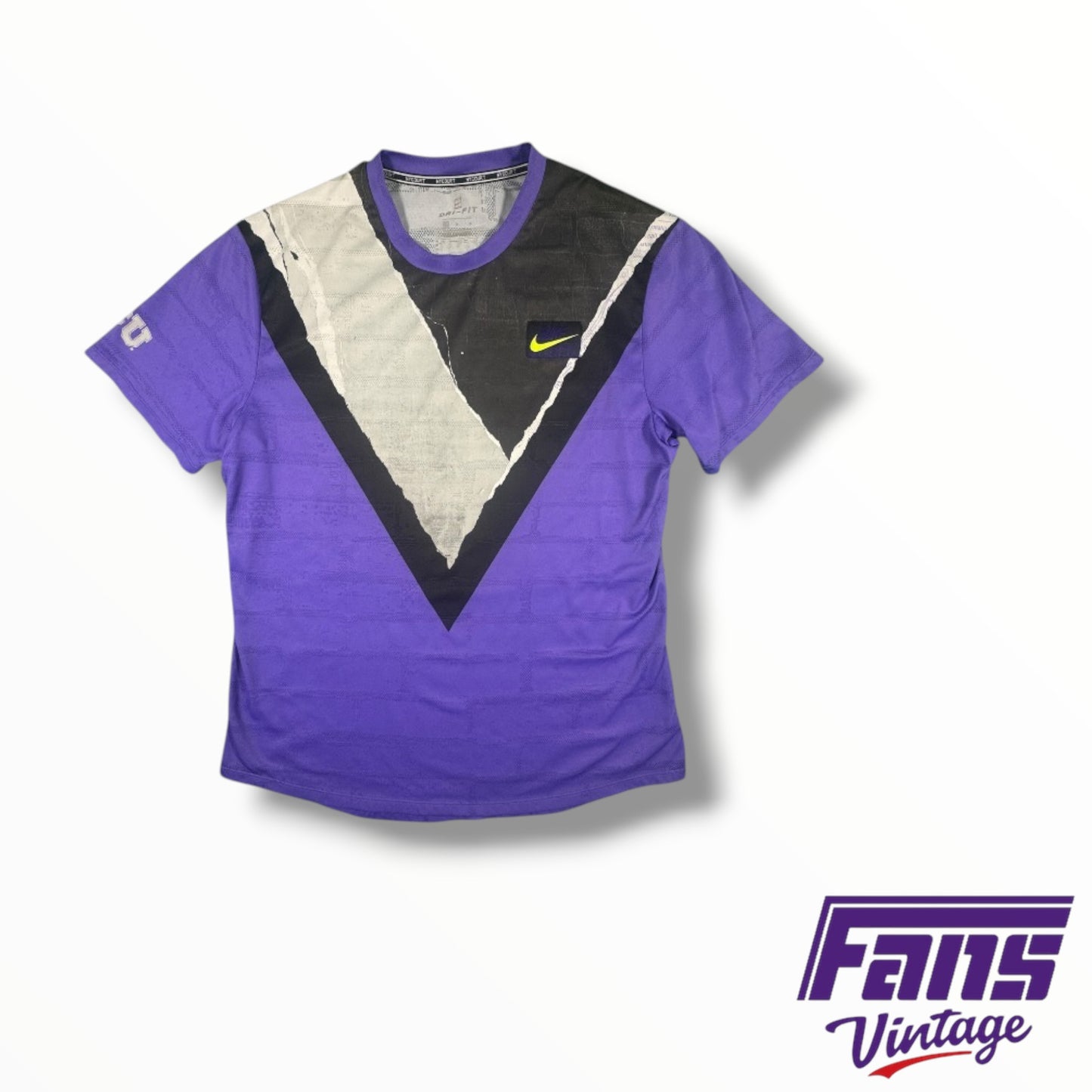 TCU Colorful Tennis Nike Warm Up Tee with Big 12 Logo on Back