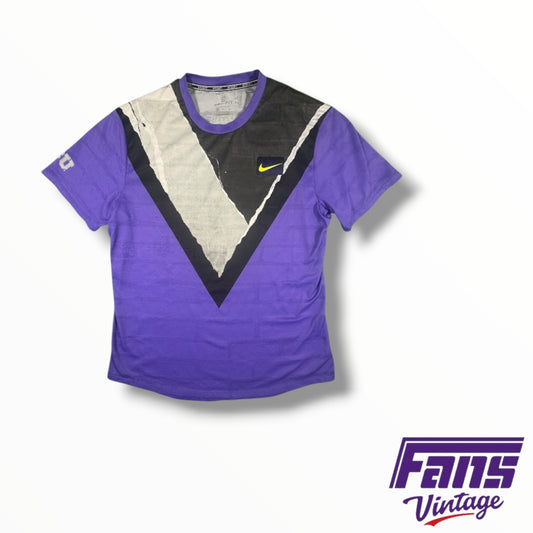 TCU Colorful Tennis Nike Warm Up Tee with Big 12 Logo on Back