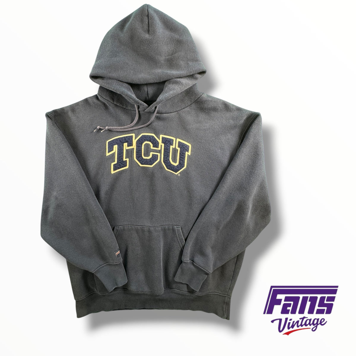 Vintage 90s TCU Hoodie - Unique Navy Color & Patch Lettering