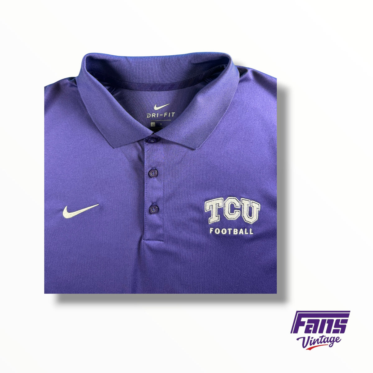 TCU Football Team Issued Nike Sideline Polo with Embroidered Logos