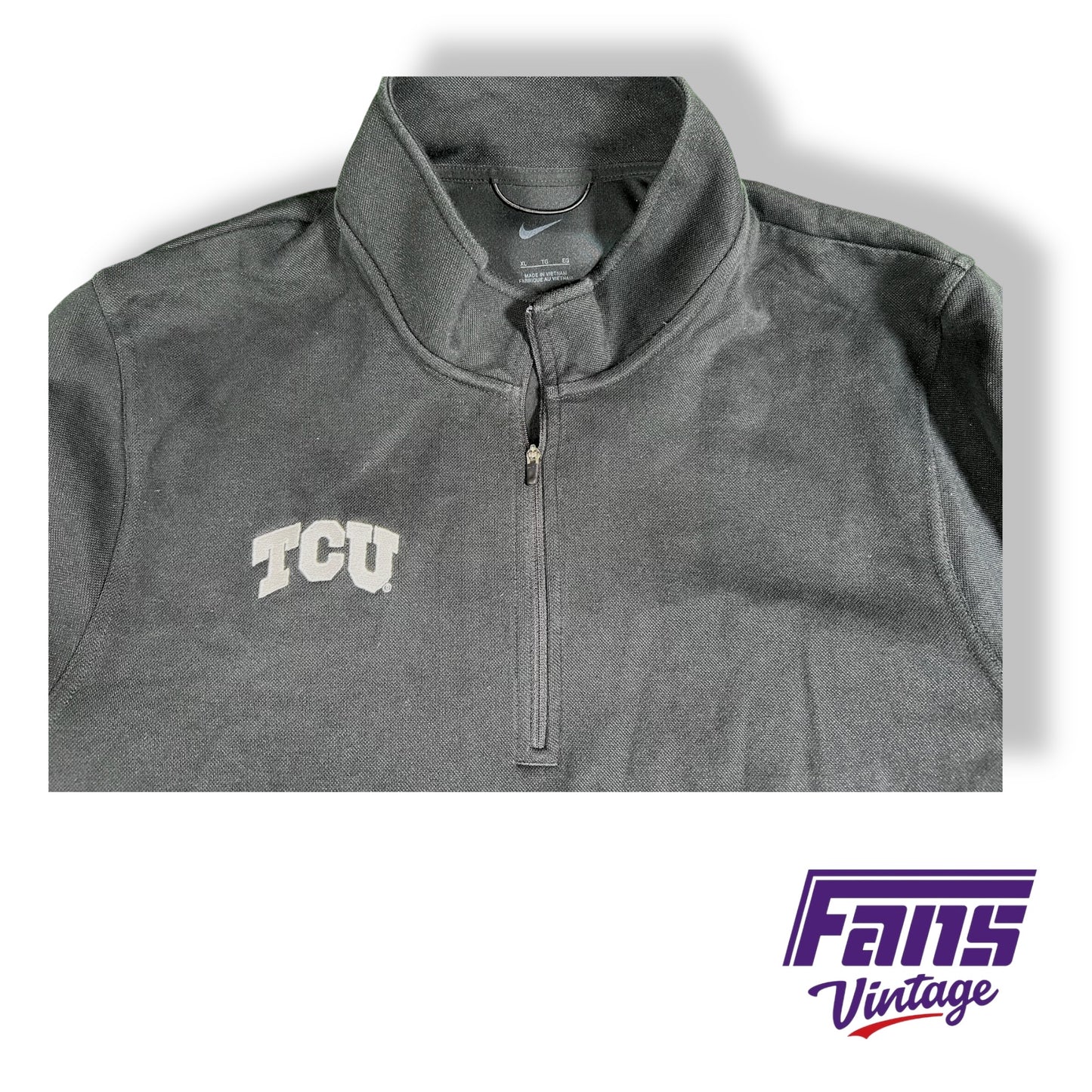 Team Issued TCU Nike quarter zip - Blackout Premium Heavyweight Woven Material