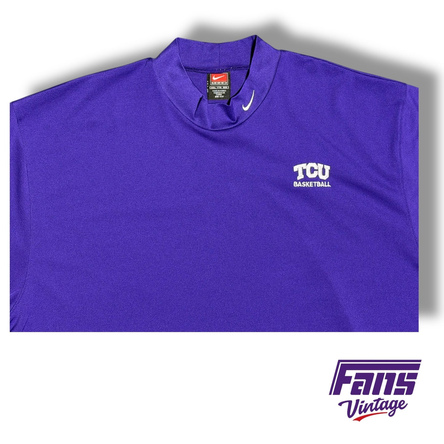 Vintage TCU Y2K Era - Basketball Team Issued Dri-Fit Coaches Sideline Mock Turtleneck Polo