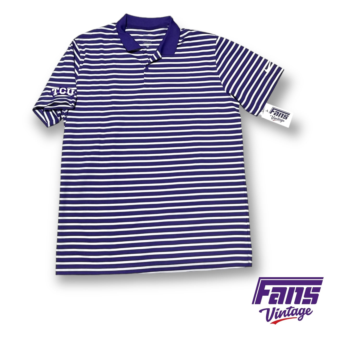 TCU Nike Team Issued "Move to Zero" Striped Polo - New with Tags!