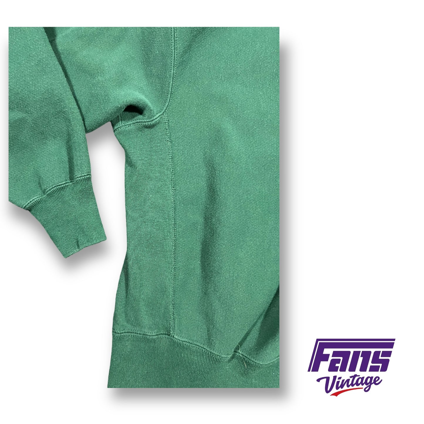 GRAIL - GORGEOUS Vintage TCU Crewneck Reverse Weave Sweater in Hunter Green with Robert Carr Chapel Logo