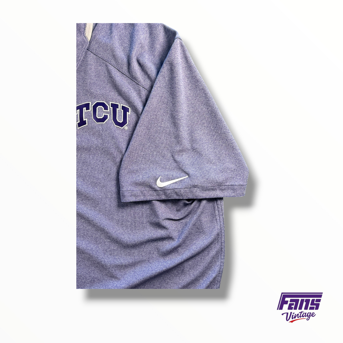 TCU Team Issued Nike Static Purple Dri-Fit Polo With Metallic Logo Patch