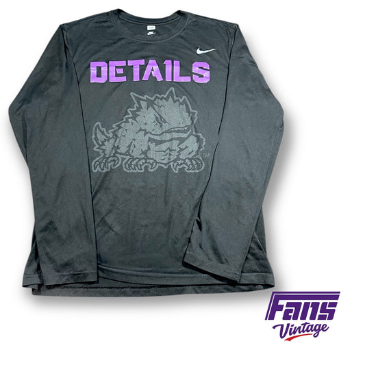 TCU Football Player Exclusive Nike Longsleeve Training Tee - “Details” with Blackout Frog Graphic