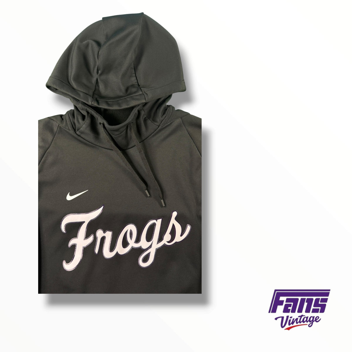 TCU Baseball Team Issued Nike Blackout Frogs Script Hoodie