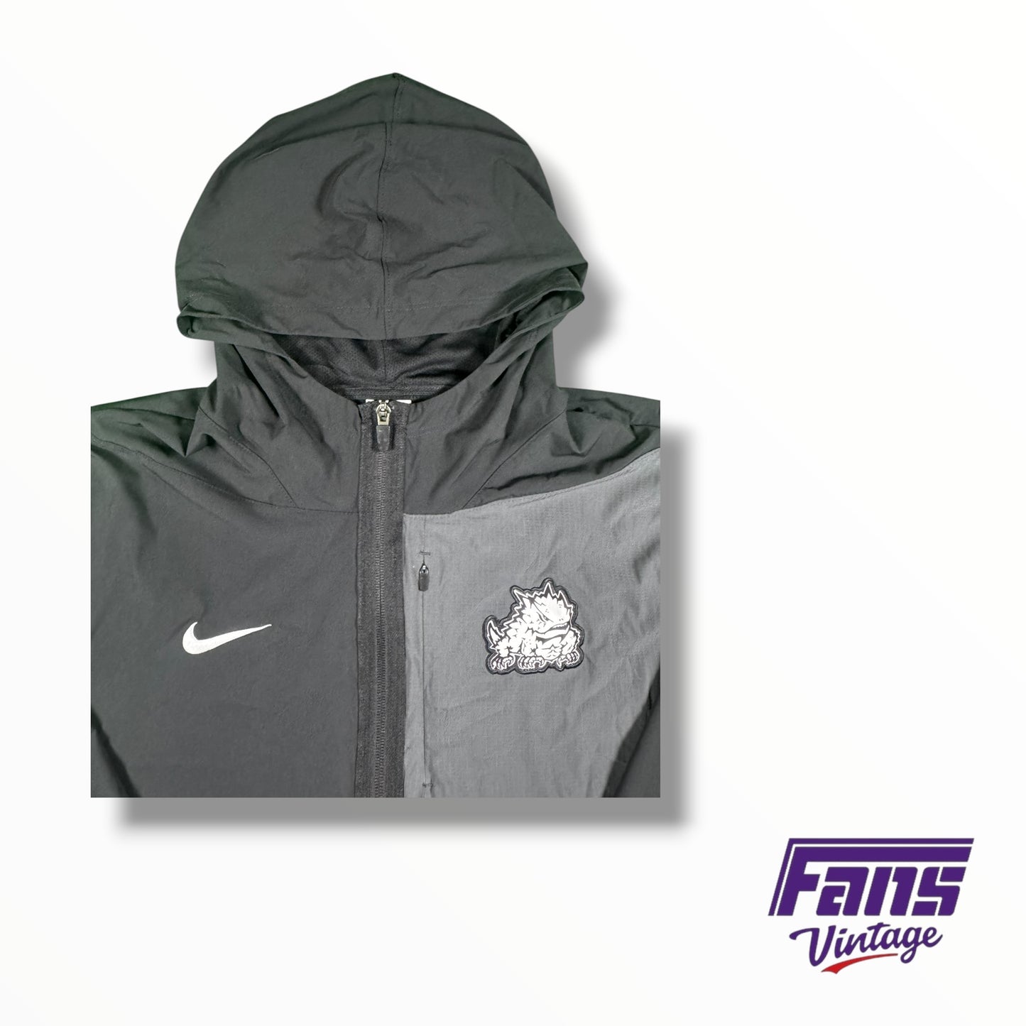 TCU Nike Team Issued Coaches Sideline Hooded Quarter-Zip Pullover