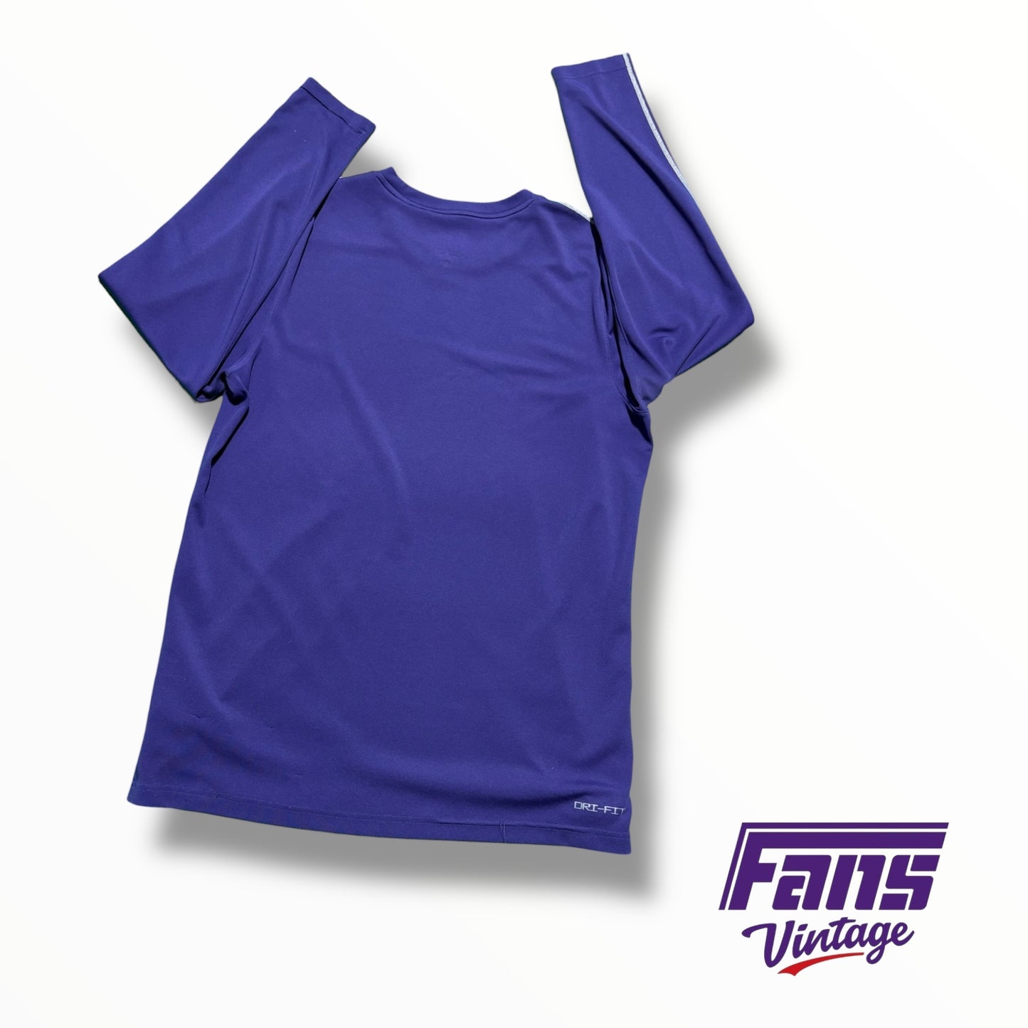 TCU Football Nike Team Issued Purple Long Sleeve UPF 40+ Woven Lightweight Training Long Sleeve Shirt ￼