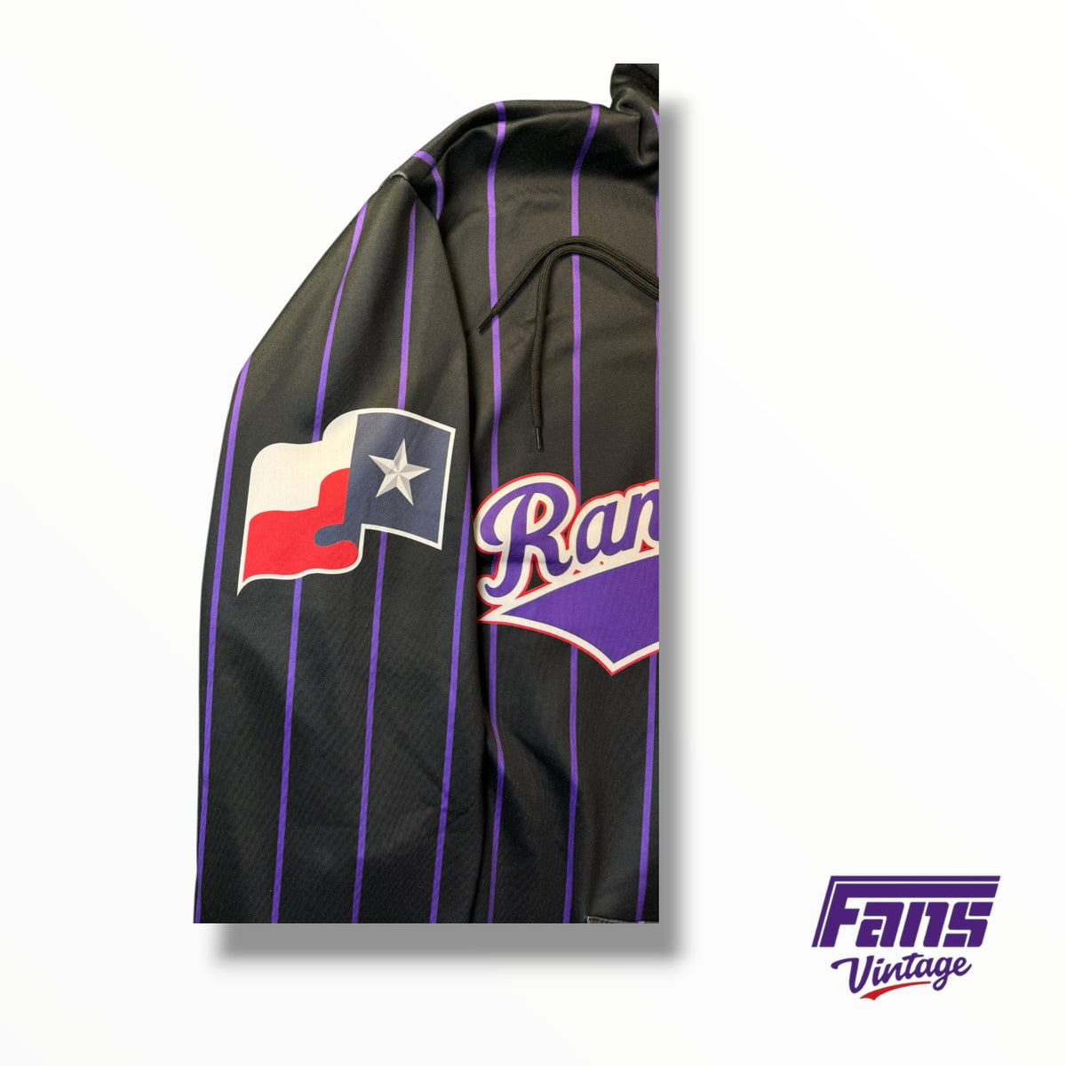 TCU Baseball Team Issued Ranas Cornudas Purple Striped Blackout Hoodie
