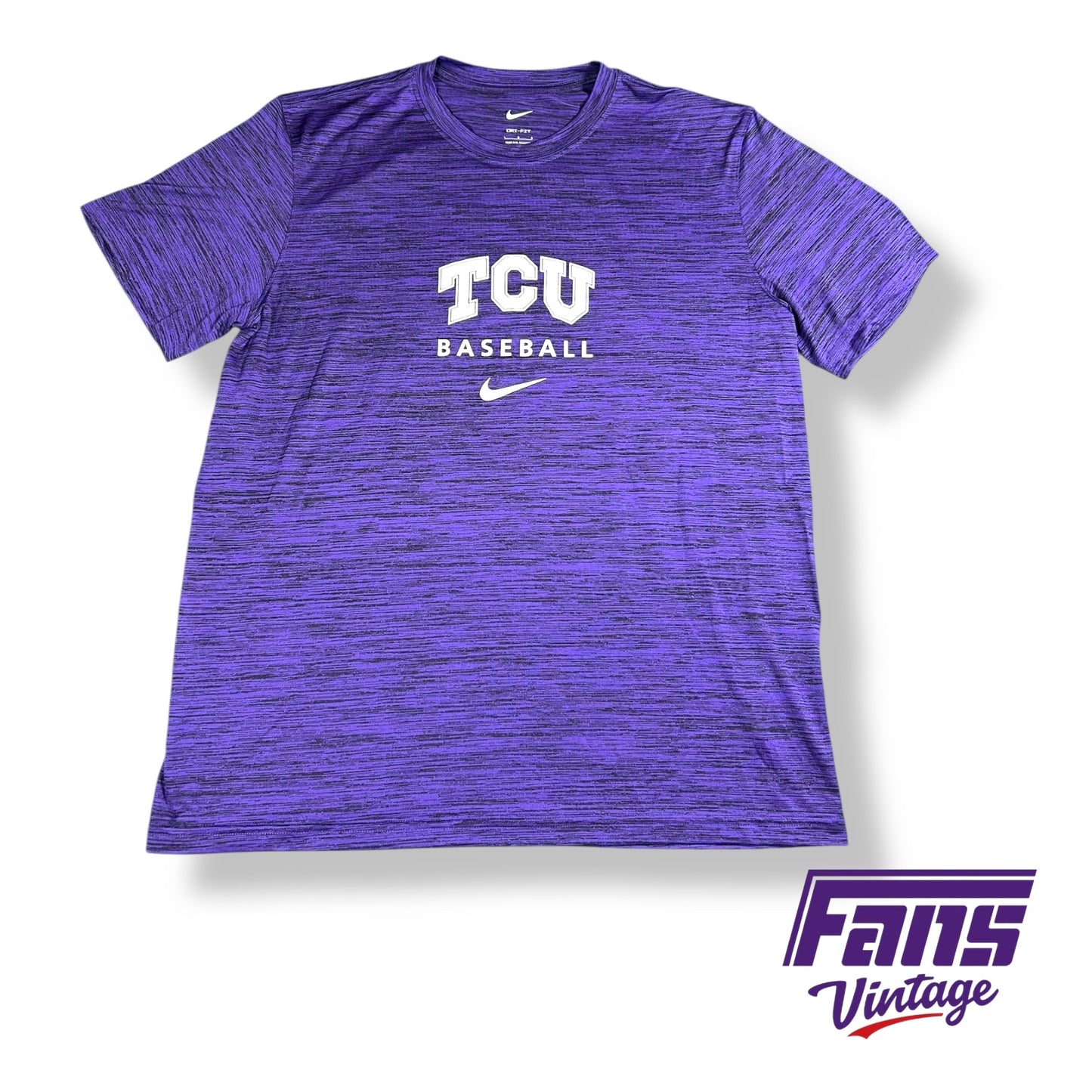 TCU baseball team issued Heather purple Nike Drifit training tee with player number