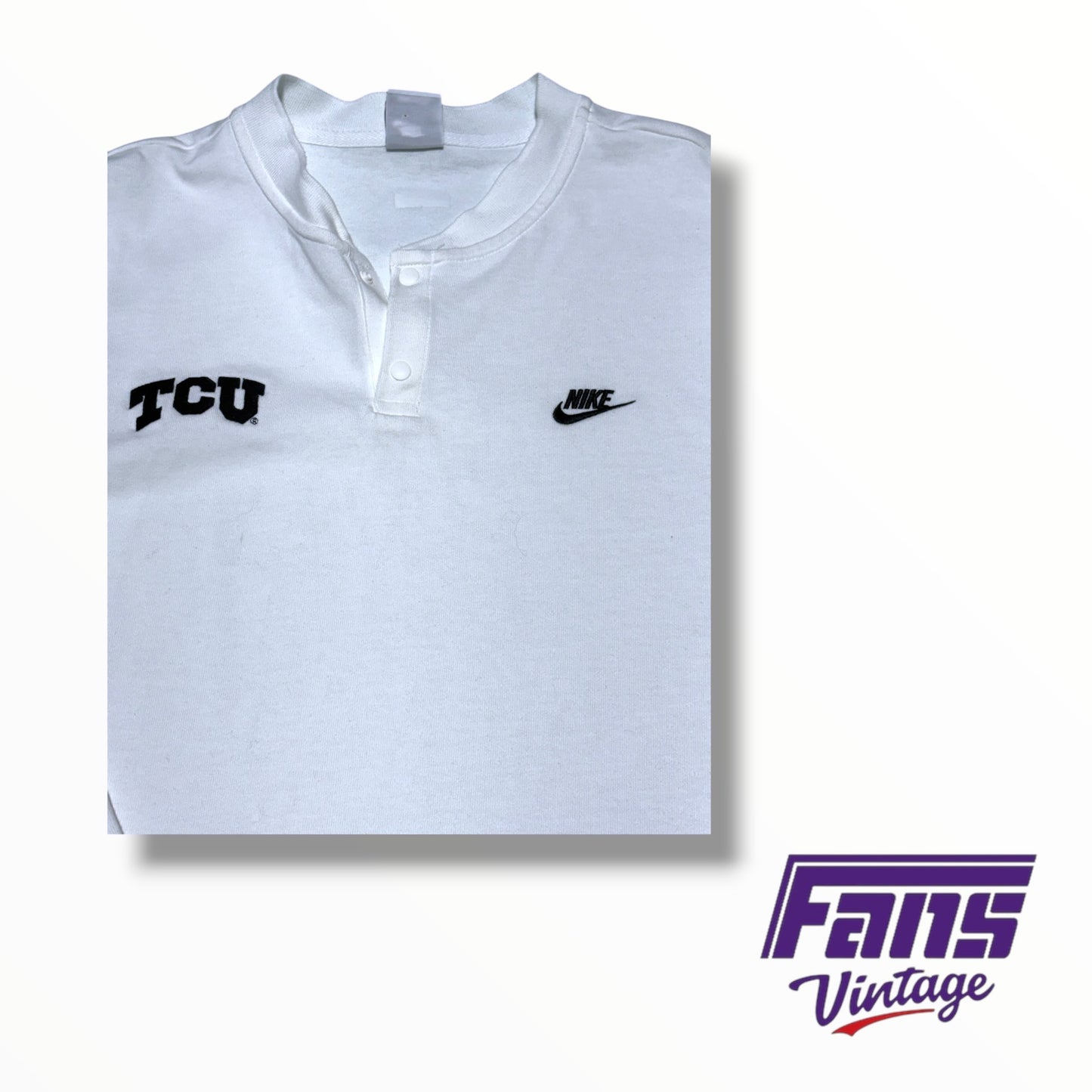 TCU Nike Team Issued Limited Release White Henley Premium Long Sleeve Shirt