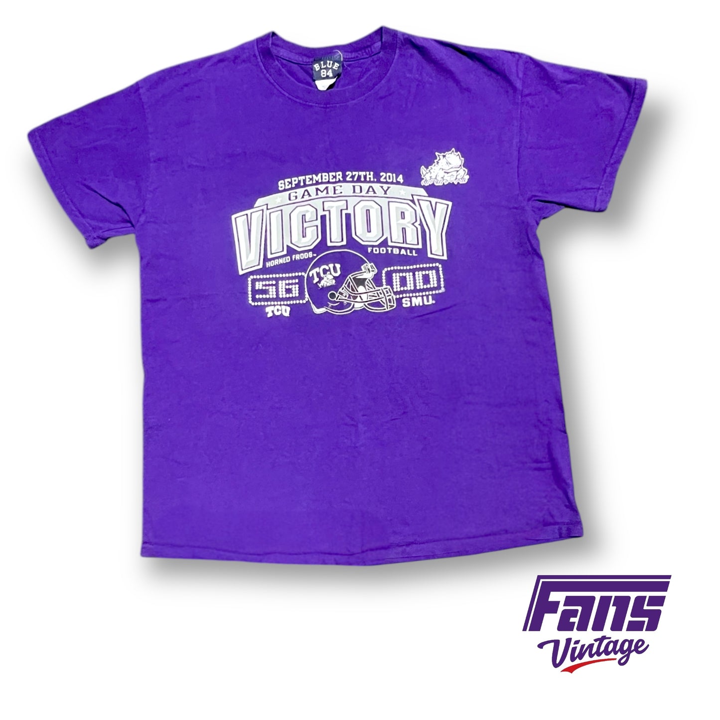 Vintage TCU Football 2014 BLOWOUT Victory vs SMU Iron Skillet Game Tee
