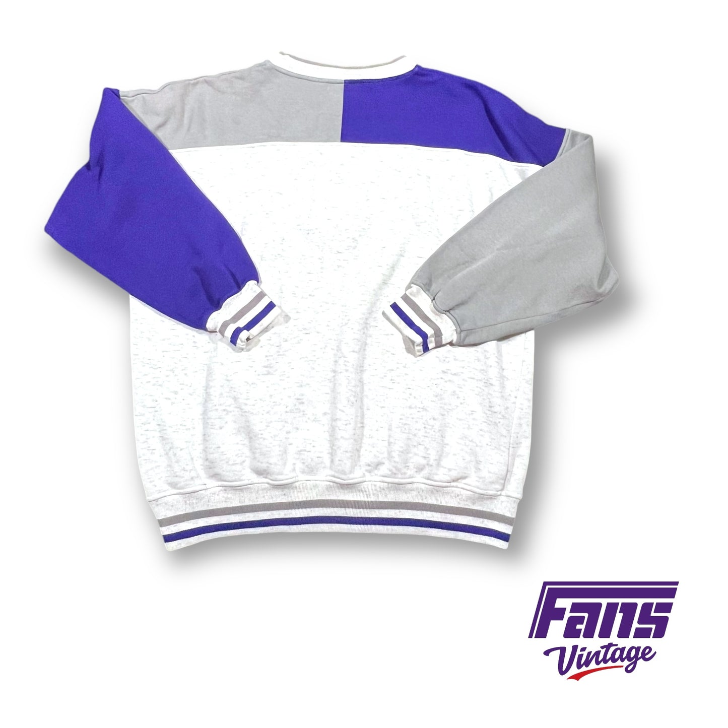 EPIC 90s Vintage TCU Crewneck Sweater with large satin twill Horned Frog embroidered throwback logo - Worn by TCU Football coach!