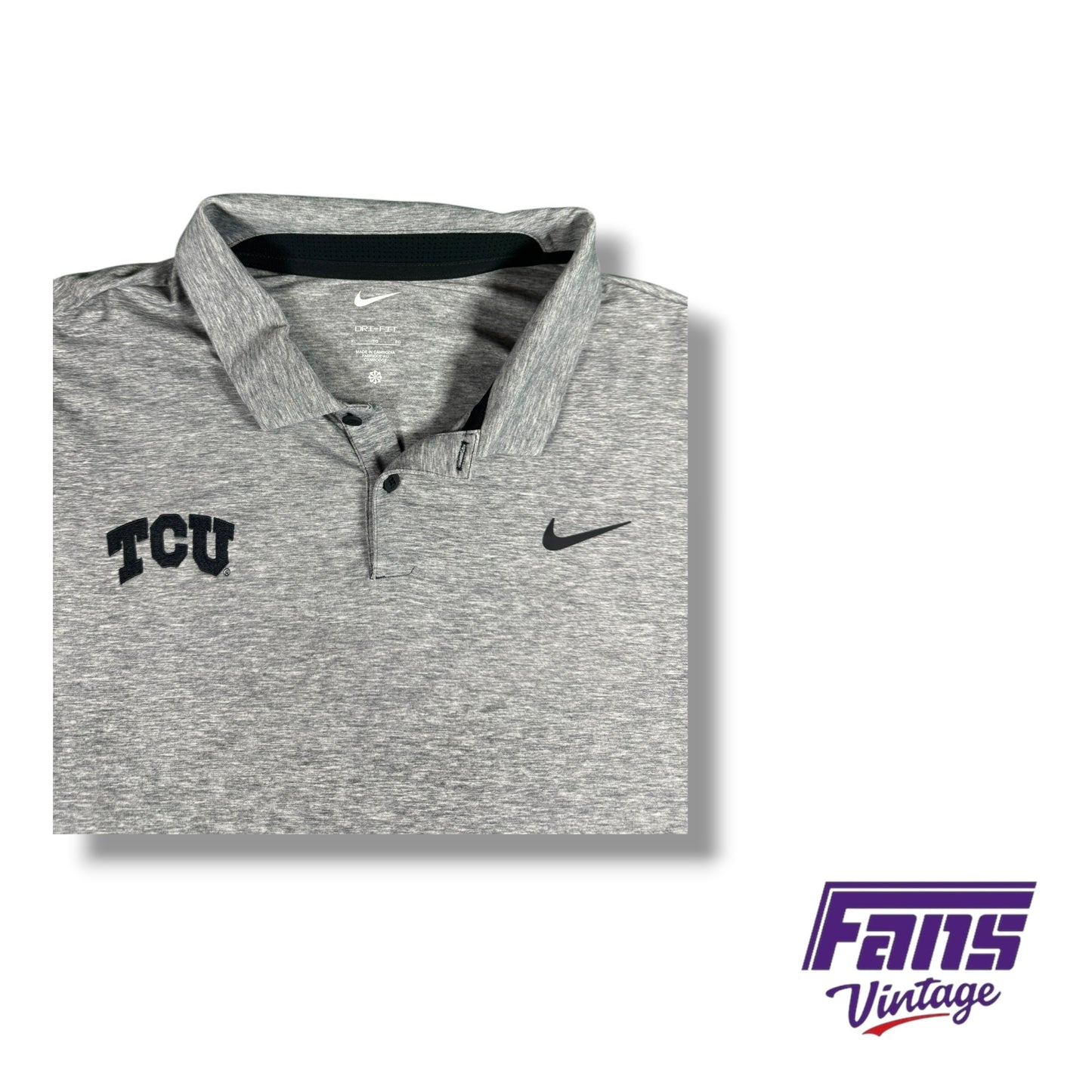 TCU Nike Team Issued Static Gray Custom Premium Polo