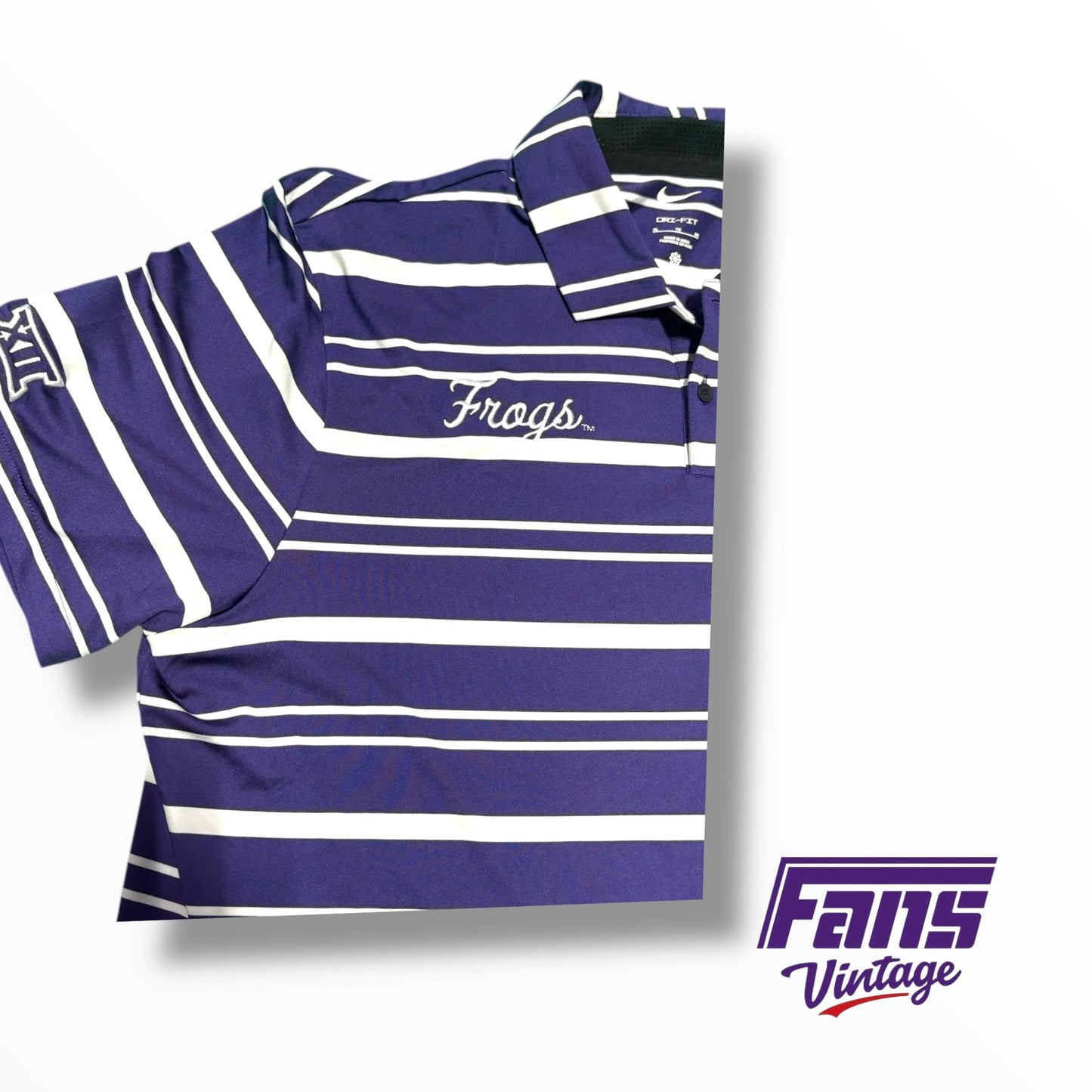 TCU Basketball Nike Coach Custom ‘Frogs’ Script Striped Sideline Polo