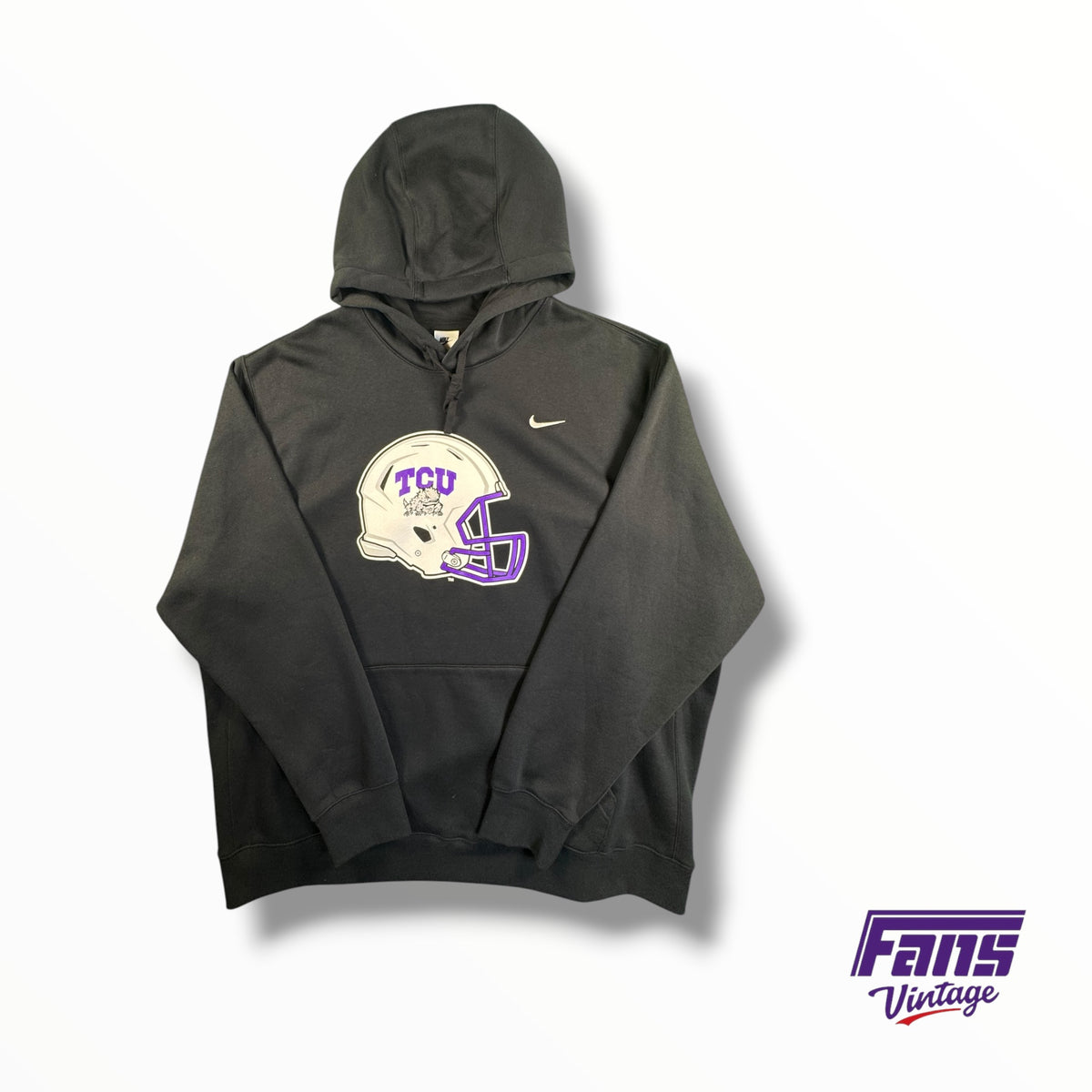TCU Team Issued Player Custom Football Nike Helmet Drawstring Blackout Hoodie