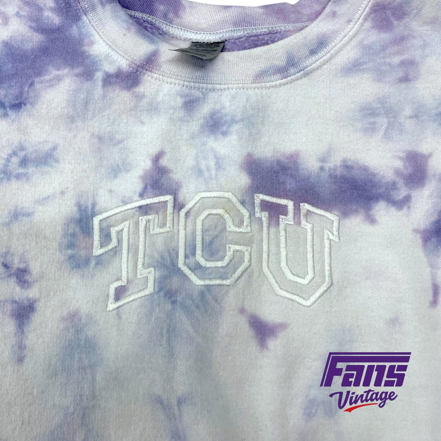 Vintage Look TCU Crewneck with custom tie dye