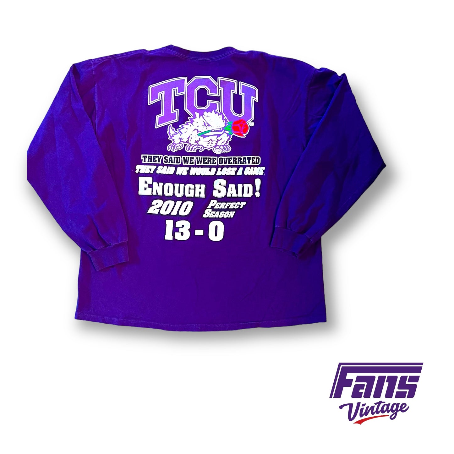 RARE - Double Sided Vintage TCU Rose Bowl UNDEFEATED Perfect Season long sleeve shirt