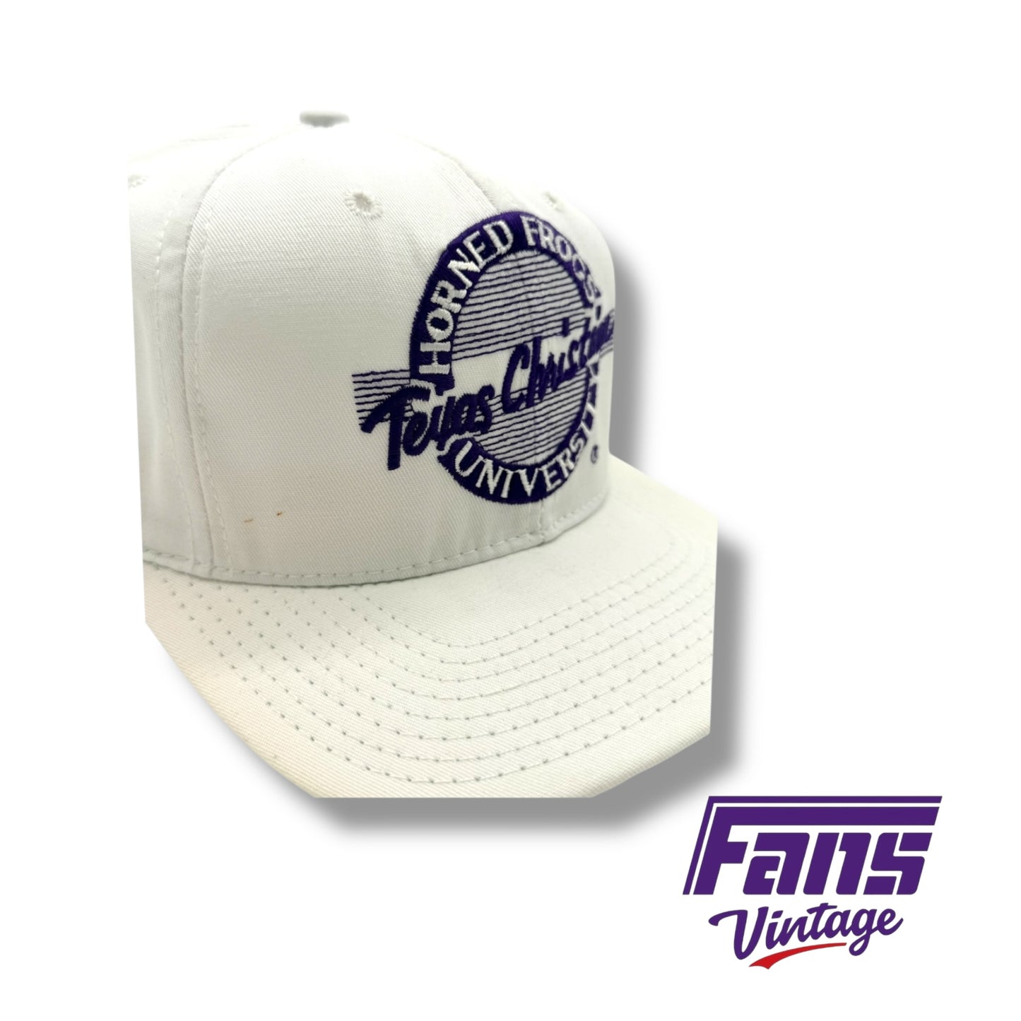 RARE! Vintage 90’s TCU The Game Circle Logo Whiteout SnapBack hat