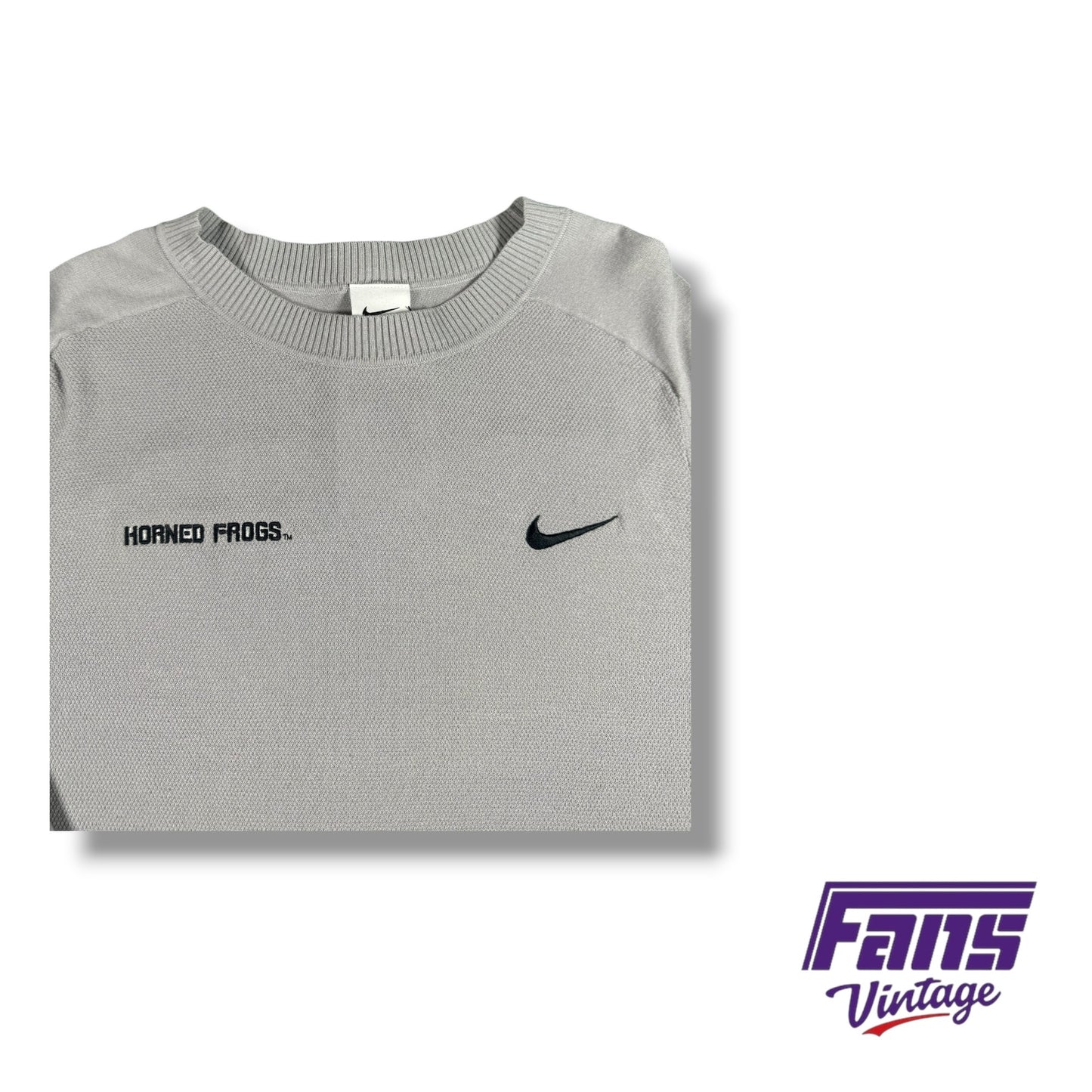 TCU Golf Tiger Woods Nike Team Issued Premium Knit Henley Style Lightweight Sweater