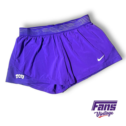 TCU Team Issue Women’s Nike Pro Running Shorts with inner compression shorts - Purple