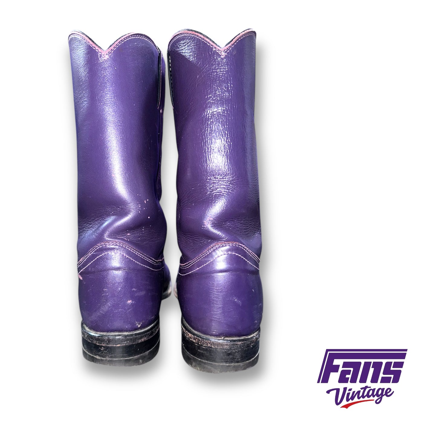 Gorgeous CUSTOM 1980s Vintage TCU Flying T Logo Justin Cowboy Boots