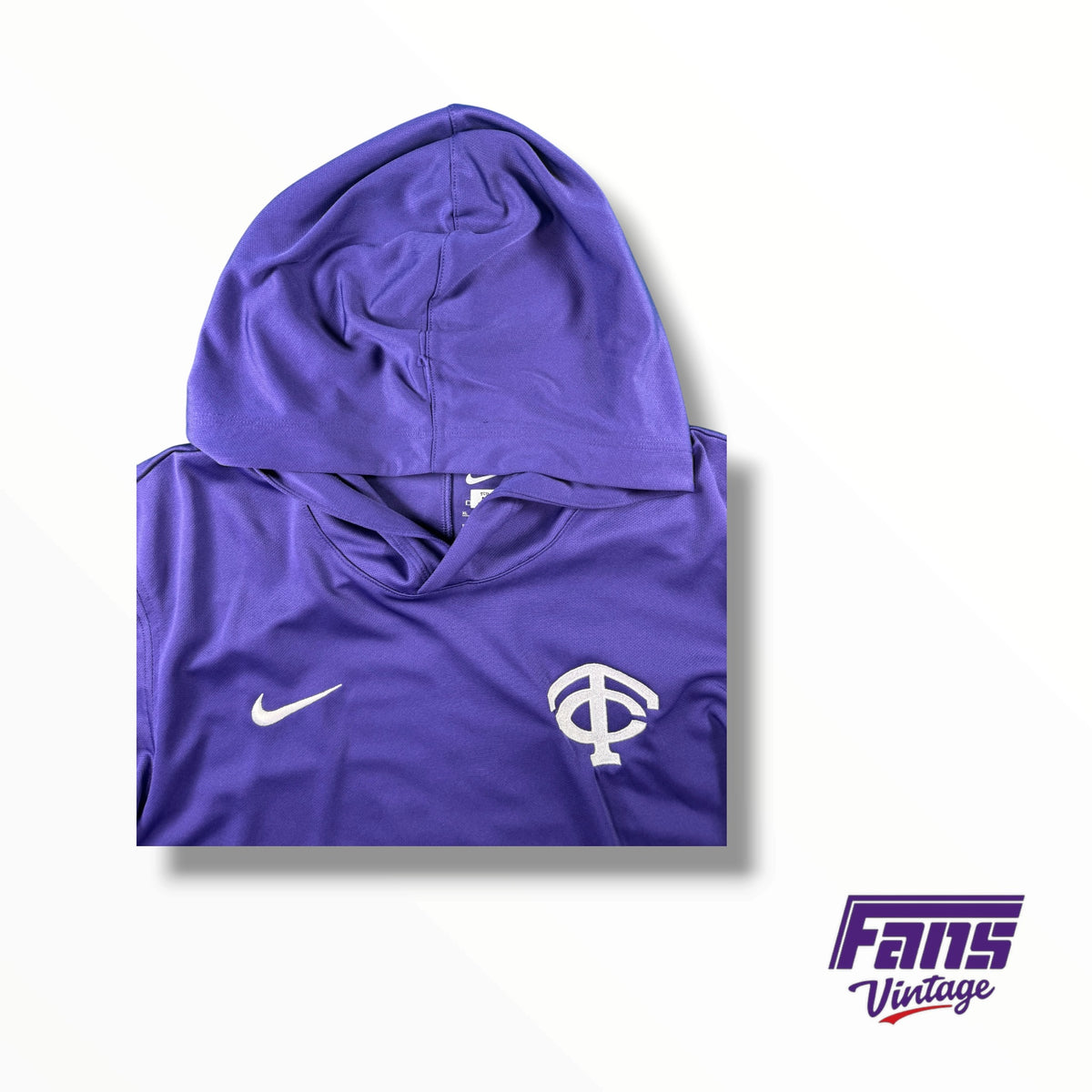 TCU Baseball Nike Team Issued Hoodie Cutoff Dugout Pullover With Retro Interlock TC Logo