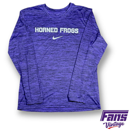 TCU Team Issue Nike Long Sleeve Workout Shirt - Horned Frogs Block Logo