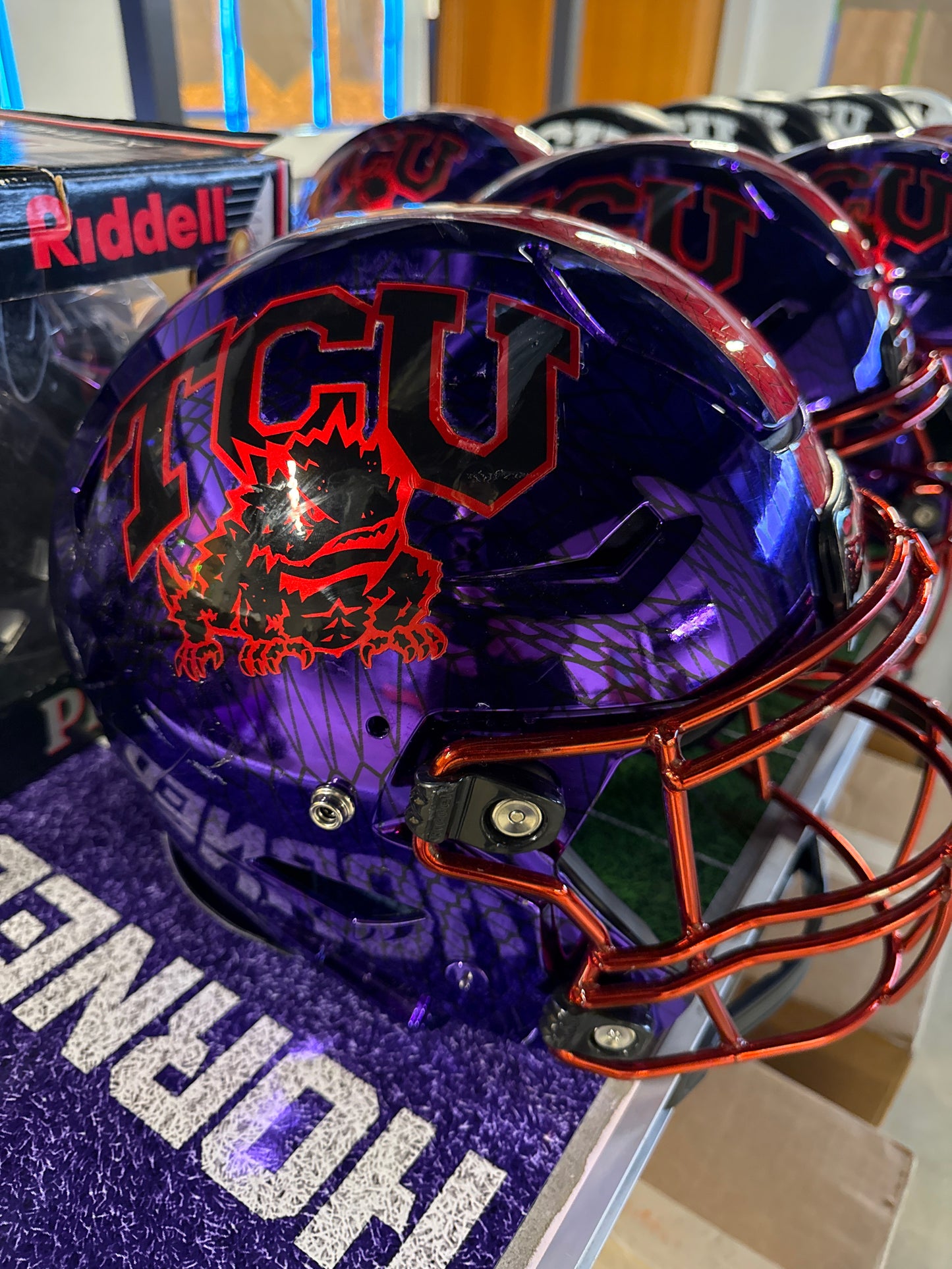 Blood Frog All Chrome TCU Football Game Worn Authentic Helmet