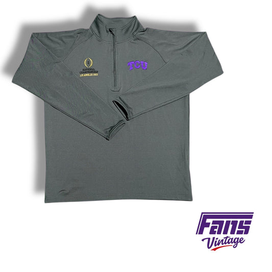 TCU 2023 Team Staff Issue National Championship Grey Quarter‑Zip Pullover