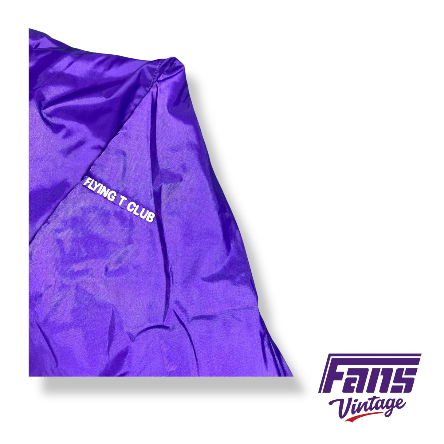 Custom TCU Vintage Style hooded sideline jacket with Flying T Logo