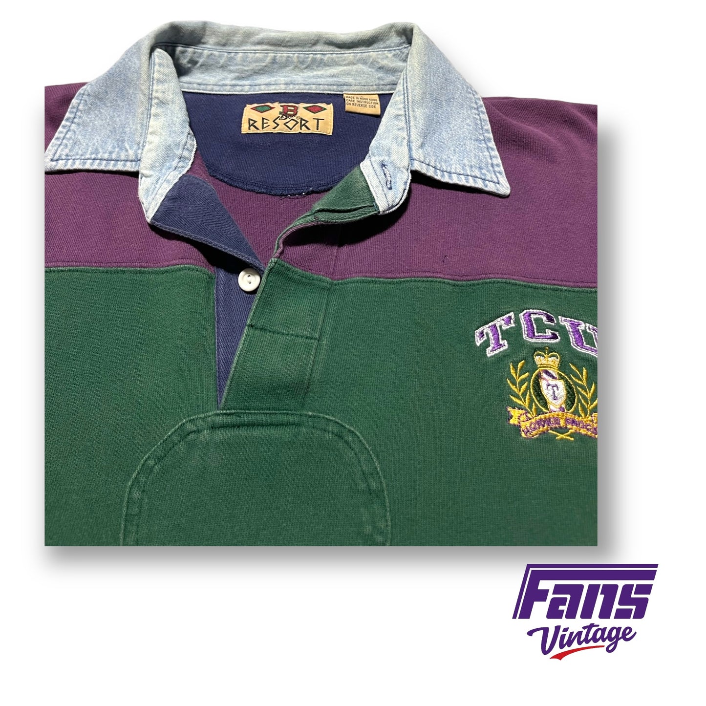 Awesome 90s Vintage TCU Rugby Style Polo