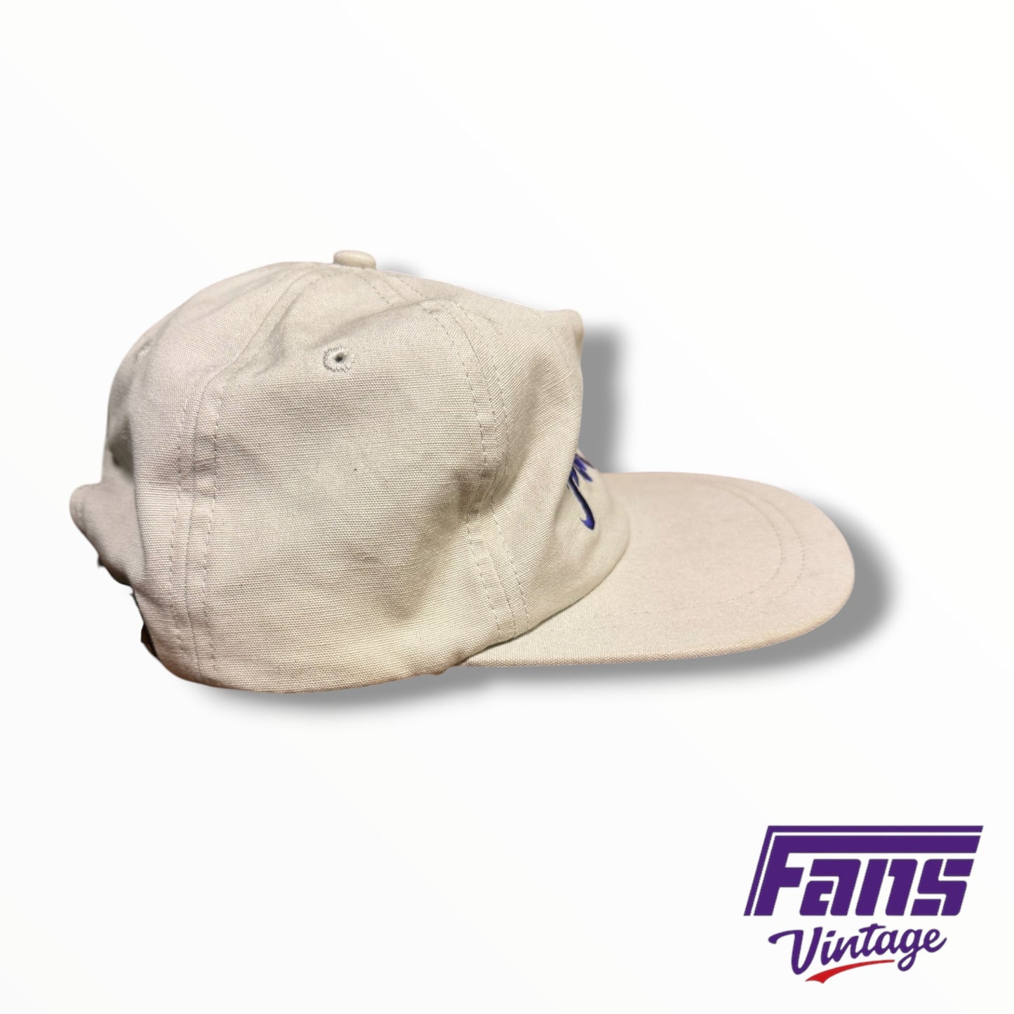 TCU Baseball Coach Custom Imperial Golf Style Off-White Frogs Script Strap-Back Hat