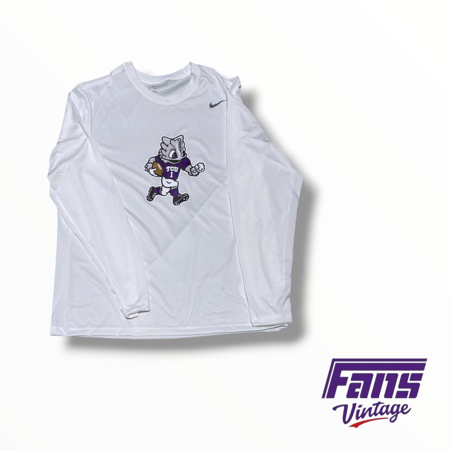 TCU Football Nike Team Issued Valero Alamo Bowl Long Sleeve Shirt with Limited Edition SuperFrog Logo