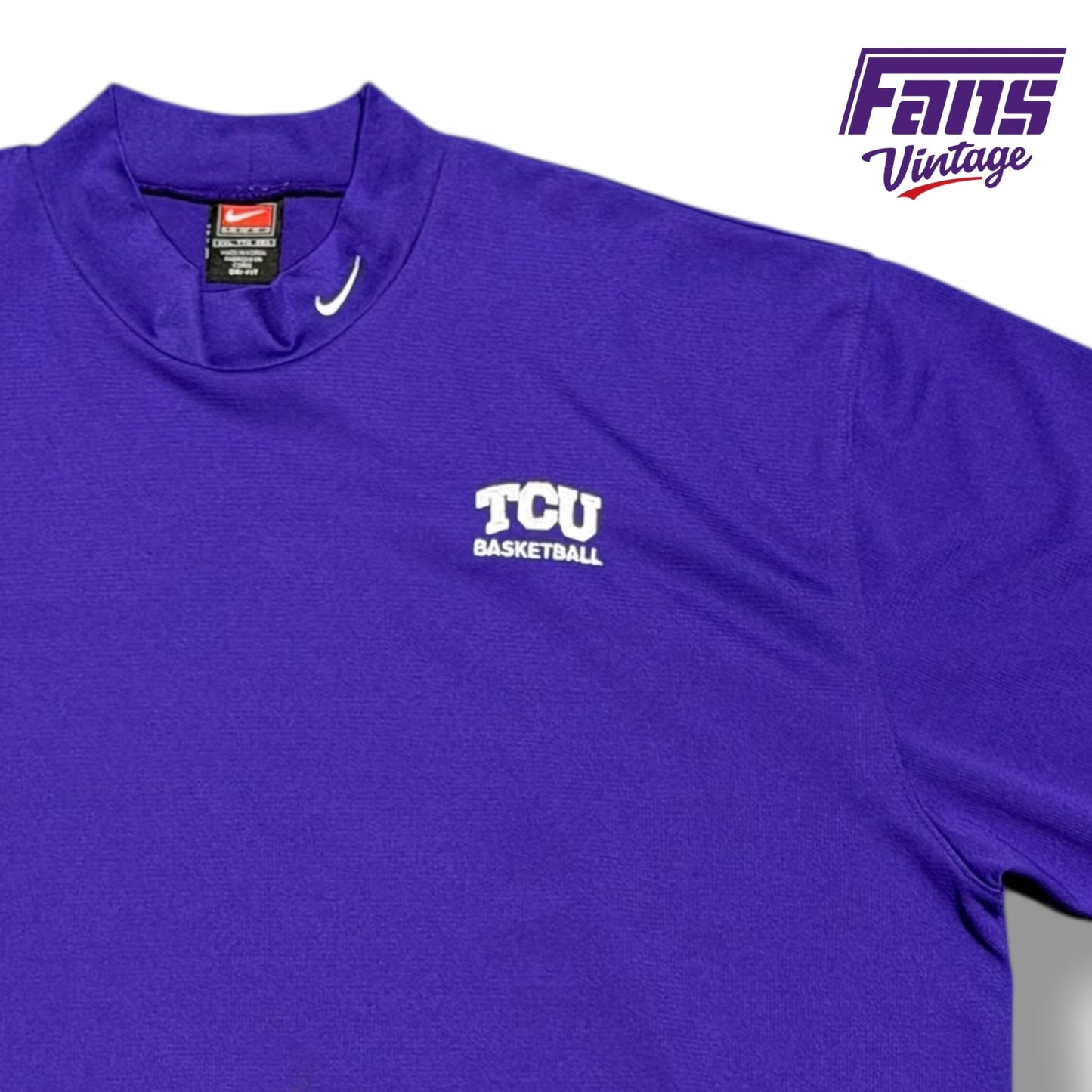 Vintage TCU Y2K Era - Basketball Team Issued Dri-Fit Coaches Sideline Mock Turtleneck Polo