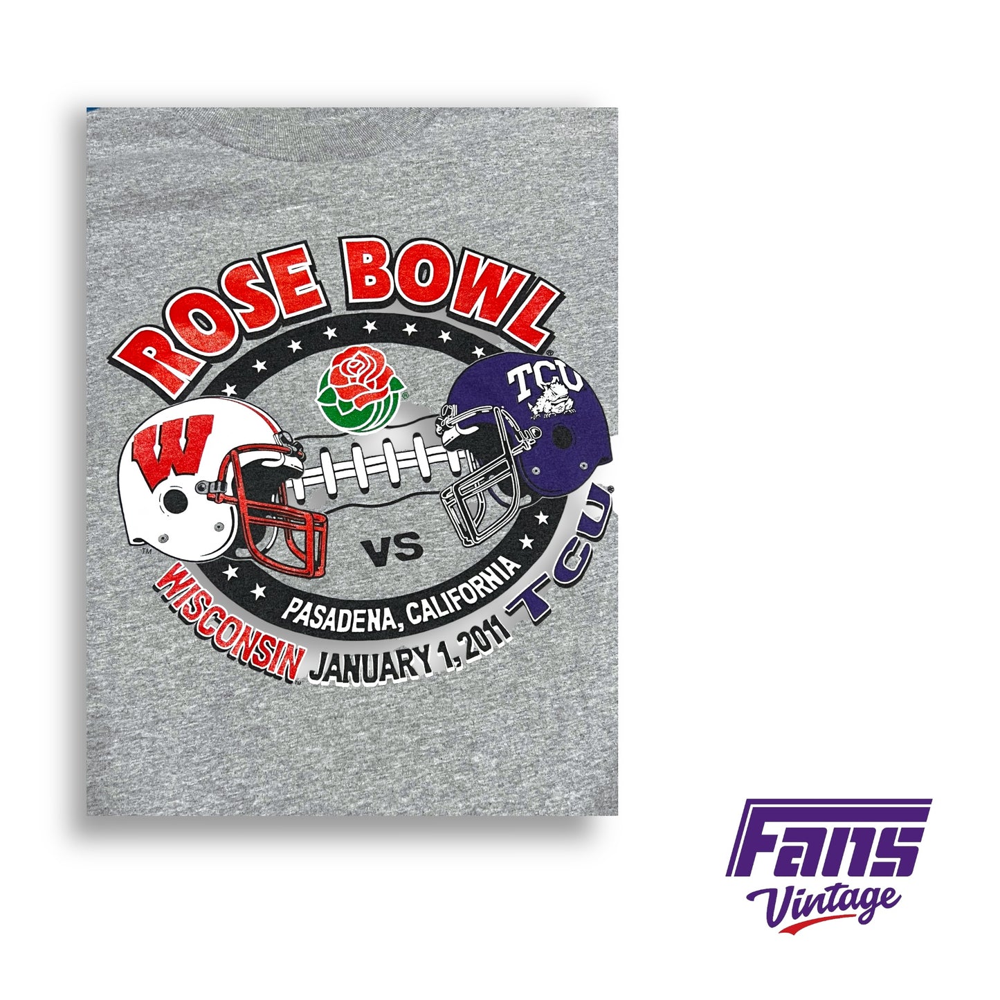 Rare print! Vintage TCU Football Rose Bowl Helmet Face Off Long Sleeve Shirt