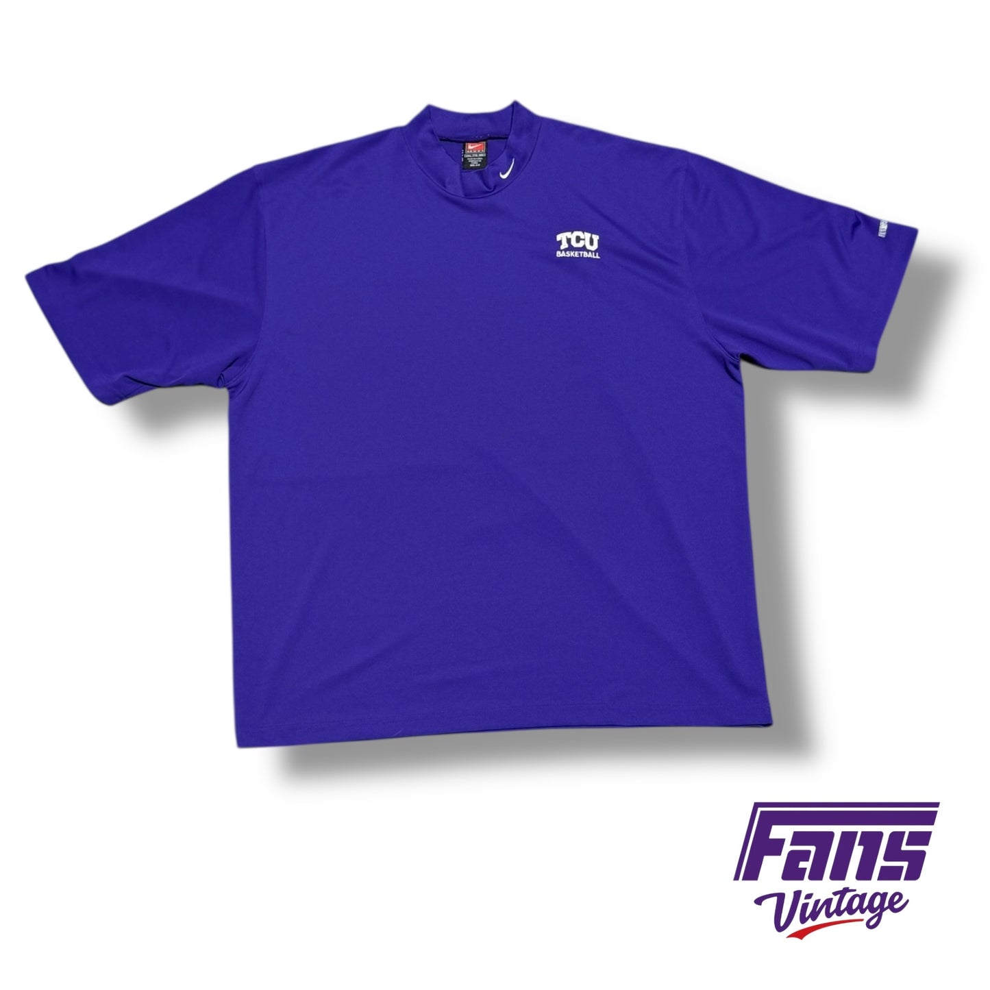 Vintage TCU Y2K Era - Basketball Team Issued Dri-Fit Coaches Sideline Mock Turtleneck Polo